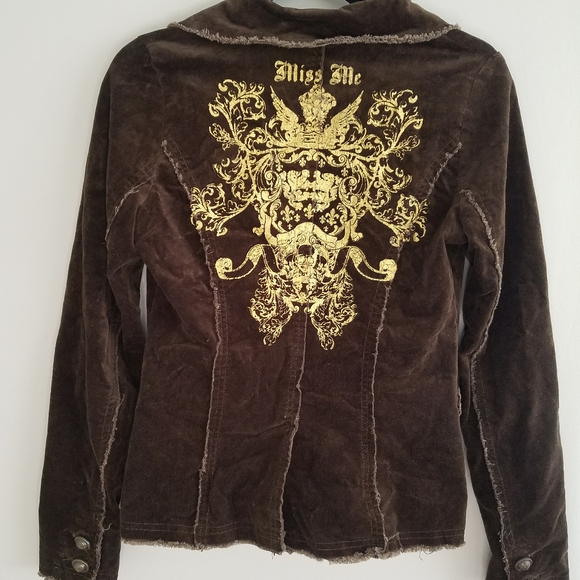 Miss Me Brown Jacket w/ Pink Lining & graphics - Picture 3 of 6